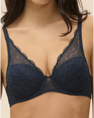 Squared neckline spacer bra Simone Pérèle Poème (Saphir)