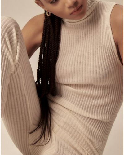 Mock neck tank top  wool and silk Oscalito 7492 (Champagne)