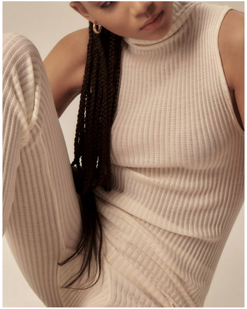 Mock neck tank top  wool and silk Oscalito 7492 (Champagne)