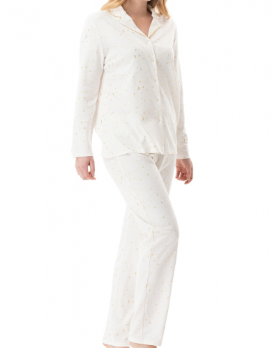Pyjama boutonné Interlock 100% coton Le Chat Luna (Ecru)