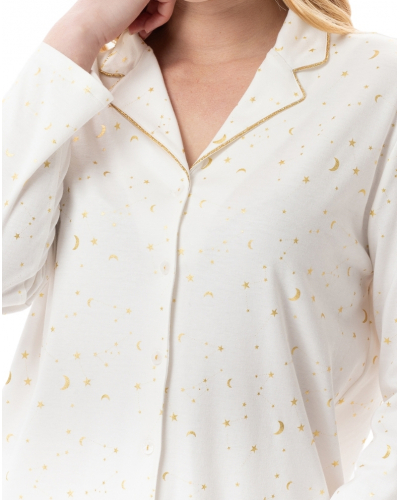 Pyjamas buttoned Interlock 100% cotton Le Chat Luna (Ecru)