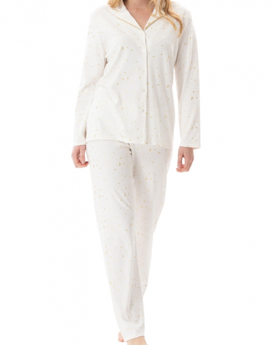 Pyjamas buttoned Interlock 100% cotton Le Chat Luna (Ecru)