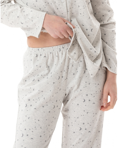 Pijama abotonado Interlock 100% algodón Le Chat Luna (Gris Chiné)
