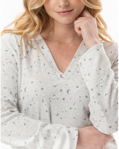 Camisón Le Chat Luna 100% algodón Interlock (Gris Chiné)