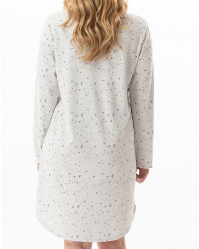 Chemise de nuit Interlock 100% coton Le Chat Luna (Gris Chiné)