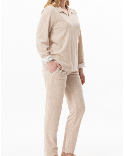 Pijama de terciopelo Le Chat Kelly (Beige Chiné)