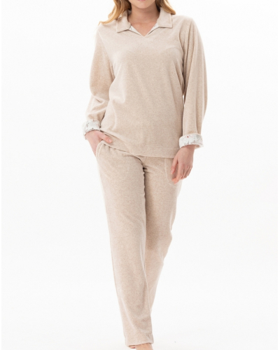 Pijama de terciopelo Le Chat Kelly (Beige Chiné)