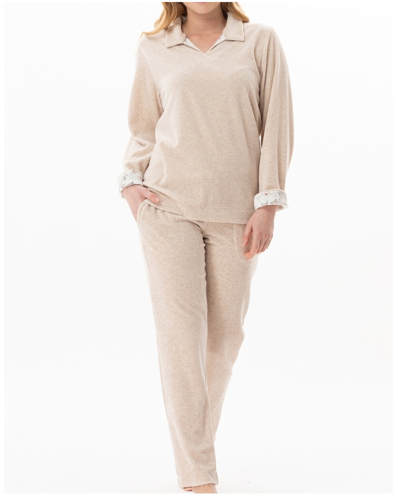 Pijama de terciopelo Le Chat Kelly (Beige Chiné)