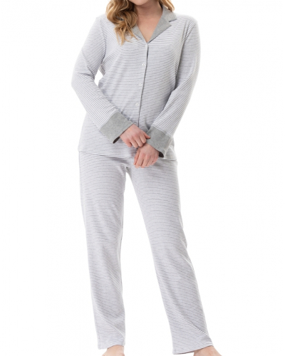 Pyjamas buttoned Interlock 100% cotton Le Chat Flocon (Gris Chiné)