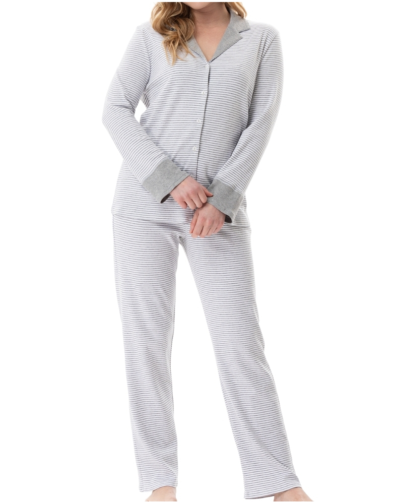 Pijama Interlock abotonado 100% algodón Le Chat Flocon (Gris Chiné)