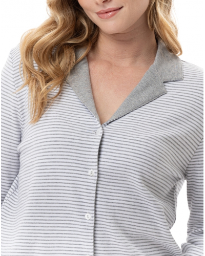 Pyjama boutonné Interlock 100% coton Le Chat Flocon (Gris Chiné)