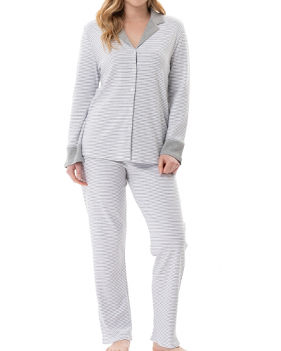 Pyjama boutonné Interlock 100% coton Le Chat Flocon (Gris Chiné)