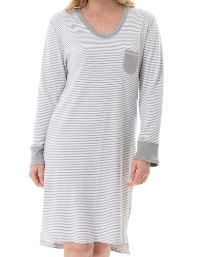 Chemise de nuit Interlock 100% coton Le Chat Flocon (Gris Chiné)