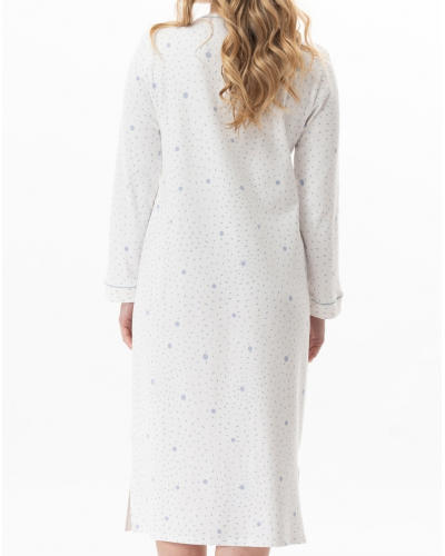 Chemise de nuit Interlock 100% coton Le Chat Cosy (Ecru/Ciel)