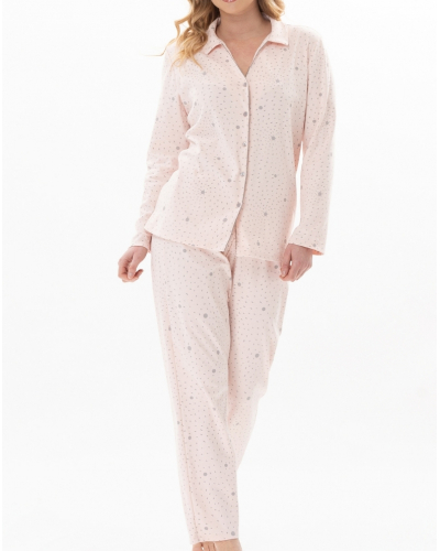Pyjama Interlock 100% coton Le Chat Cosy (Rose/Gris)