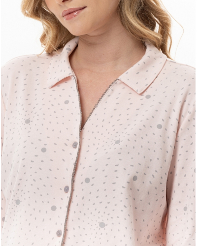 Pyjama Interlock 100% coton Le Chat Cosy (Rose/Gris)