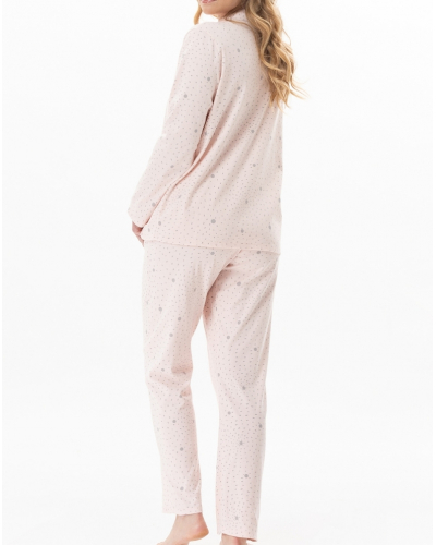 Pyjama Interlock 100% coton Le Chat Cosy (Rose/Gris)
