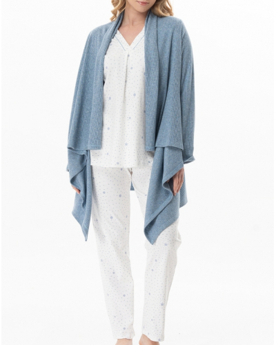 Pijama Interlock 100% algodón Le Chat Cosy (Ecru/Ciel)