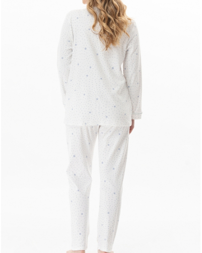 Pijama Interlock 100% algodón Le Chat Cosy (Ecru/Ciel)