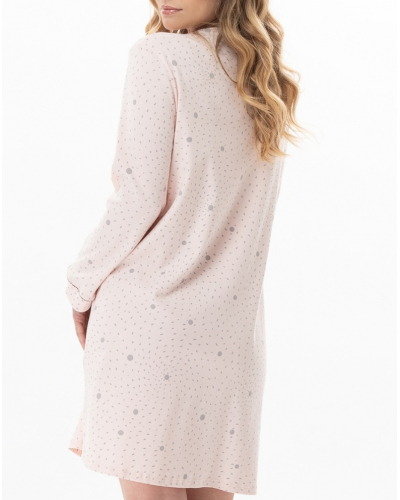 Nightdress Interlock 100% cotton Le Chat Cosy (Rose/Gris)