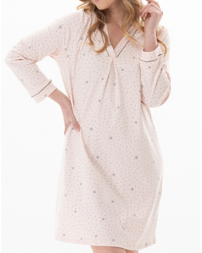 Nightdress Interlock 100% cotton Le Chat Cosy (Rose/Gris)