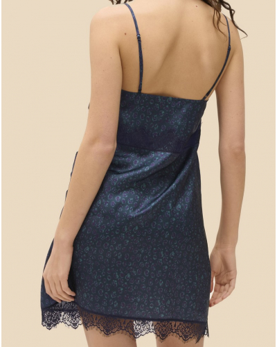 Nightdress Simone Pérèle Satin secrets (Bleu féline)