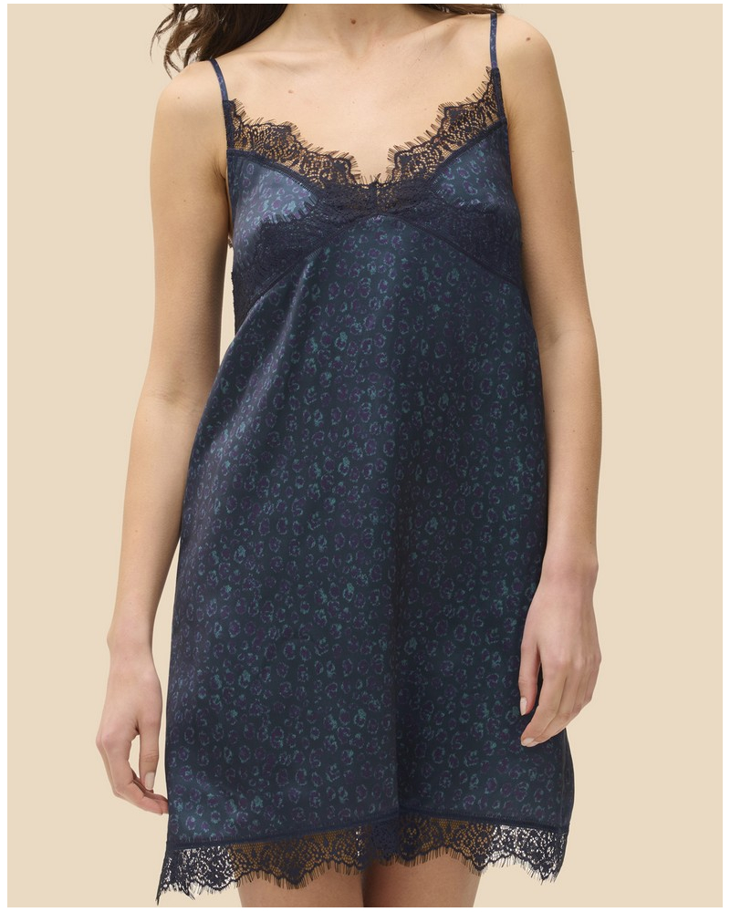 Nightdress Simone Pérèle Satin secrets (Bleu féline)