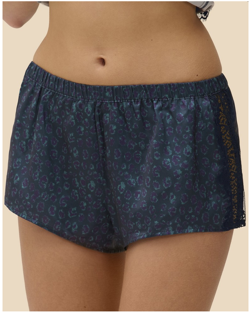 Short de nuit Simone Pérèle Satin secrets (Bleu féline)