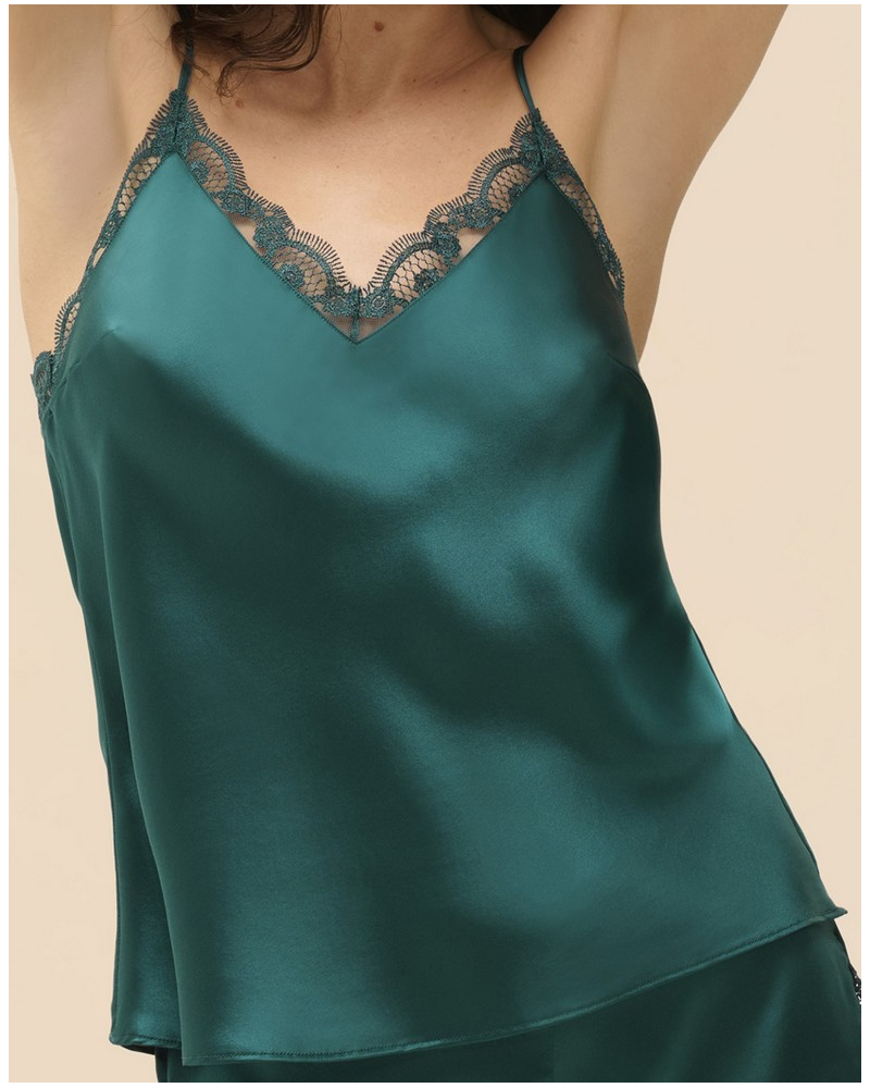 Top with embroidery Simone Pérèle Love me (Emeraude)