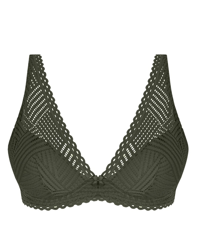 Underwired plunge half foam bra Antigel Tressage Graphic (Eclat Aventure)