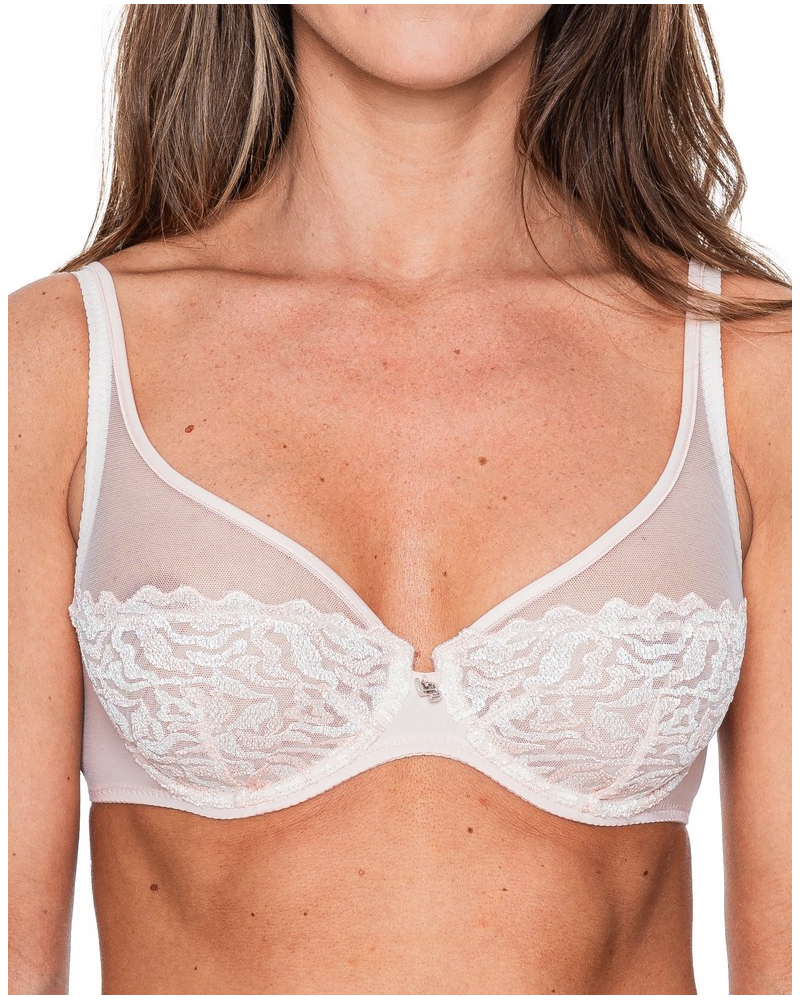 Plunge bra Louisa Bracq Electric Waves (Nude Rose)