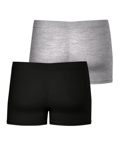 Paquete de 2 boxers de microalgodón Eminence Fusion (Negro / Gris Chiné)