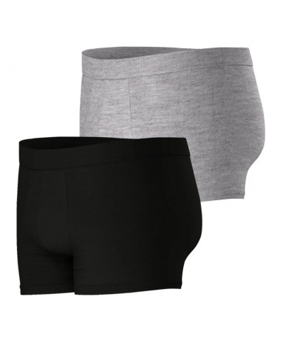 Paquete de 2 boxers de microalgodón Eminence Fusion (Negro / Gris Chiné)