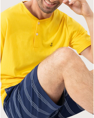 Short pyjamas 100% Cotton Eminence Nautique (Jaune/Rayé Bleu)