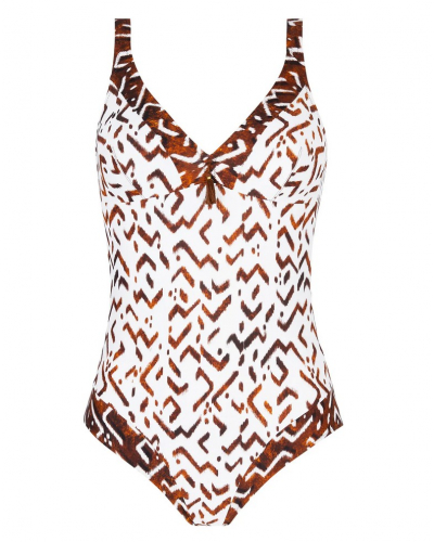 Maillot de bain une pièce nageur maintien sans armature Antigel La Chamane (Ethno Blanc)