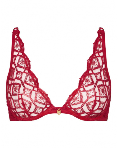 Soutien gorge triangle plunge Aubade Sense of Illusion (Red Berry)