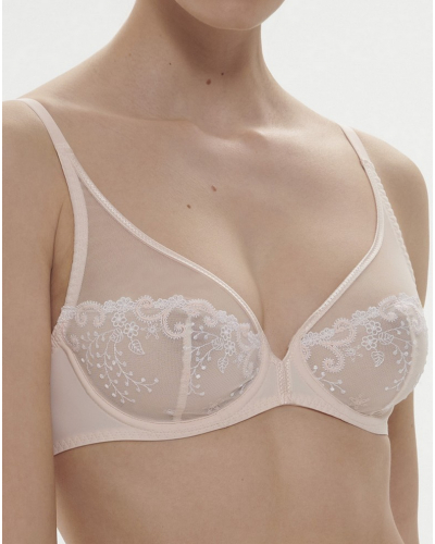 Underwired bra deep neck Simone Pérèle Délice (Poudre)