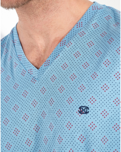 Pijama corto algodón HOM Walter (Imprimé Bleu)