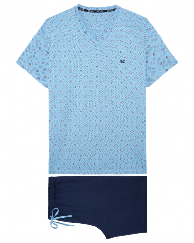 Pijama corto algodón HOM Walter (Imprimé Bleu)