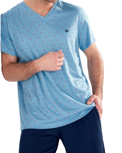 Pijama corto algodón HOM Walter (Imprimé Bleu)