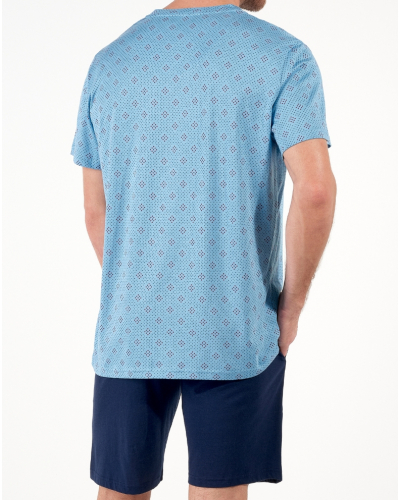 Pijama corto algodón HOM Walter (Imprimé Bleu)