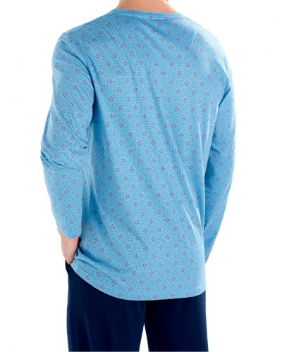 Pyjama long coton et modal HOM Walter (Imprimé Bleu)