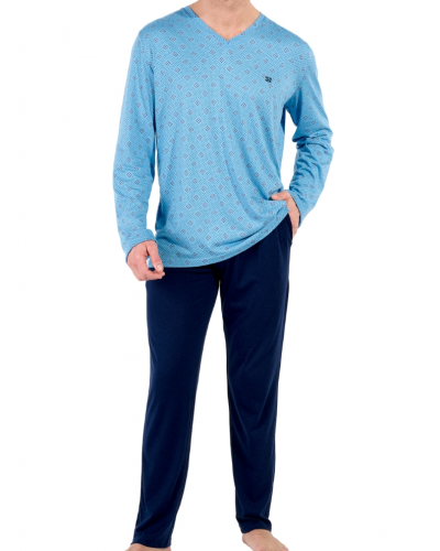 Pijama largo algodón HOM Walter (Imprimé Bleu)
