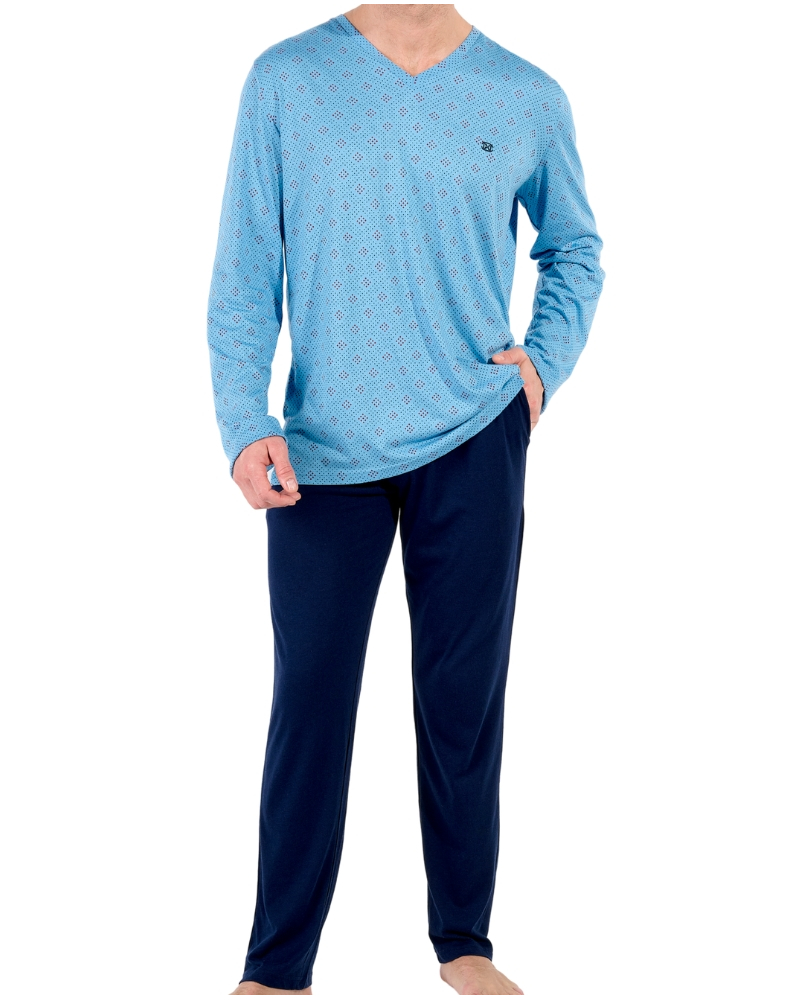 Long pajamas cotton HOM Walter (Imprimé Bleu)