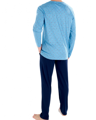 Pyjama long coton et modal HOM Walter (Imprimé Bleu)