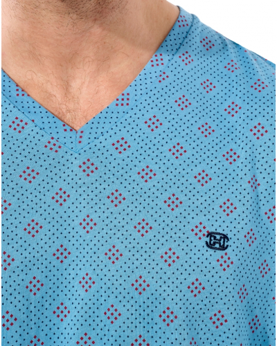 Pyjama long coton et modal HOM Walter (Imprimé Bleu)