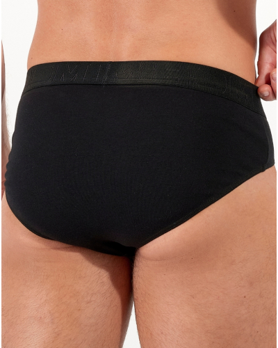 Lot de 2 mini slips HO1 coton HOM Neels (Noir/Imprimé Noir)