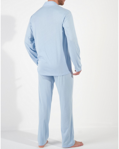 Pyjama long boutonné coton HOM Rafael (Bleu Clair)