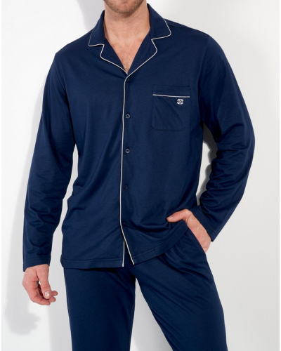 Pyjama long boutonné coton HOM Rafael (Marine)