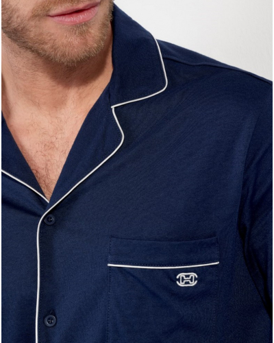 Pyjama long boutonné coton HOM Rafael (Marine)